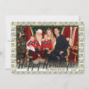 Green & White Nordic Trees Photo, Custom Holiday Card