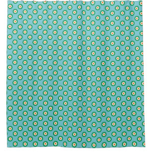 Green White Orange Polka Dots on Light Blue
