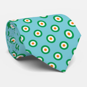 Green White Orange Polka Dots on Light Blue Tie