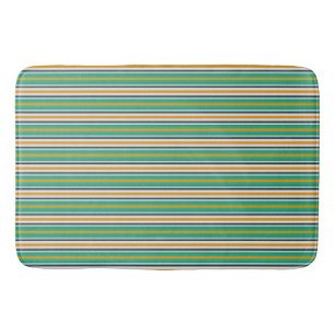 Green White Orange Striped Pattern Bath Mat