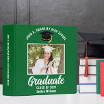 Green White Personalized Graduation Photo Album Binder<br><div class="desc">This modern green and white custom senior graduation photo album features your high school or college name for the class of 2024. Customize with your graduating year under the chic handwritten script and grad cap for a great personalized graduate binder keepsake gift. Fill with your photos or memorabilia. Add your...</div>
