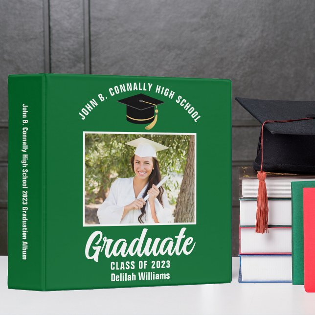 Green White Personalized Graduation Photo Album Binder (Creator Uploaded)