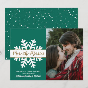 Green White Photo Christmas Pregnancy Announcement