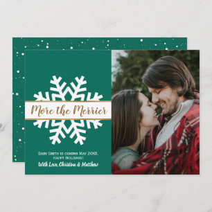 Green White Photo Noël Grossesse Faire-part