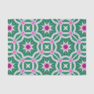 Green White & Pink Moroccan Geometric Pattern Tissue Paper