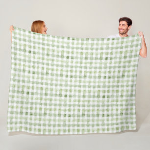 Green White Plaid Fleece Blanket