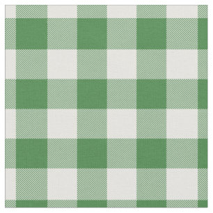 Green & White Plaid Gingham Fabric