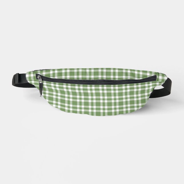 Green White Plaid Pattern Fanny Pack (Front)