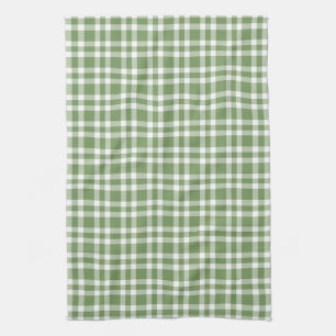 Green White Plaid Pattern Kitchen Towel