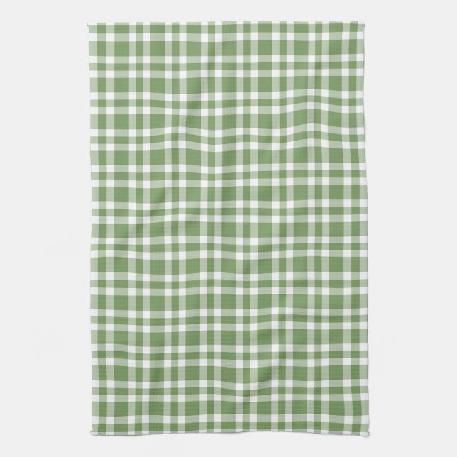 Green White Plaid Pattern Kitchen Towel (Vertical)