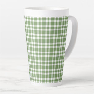 Green White Plaid Pattern Latte Mug