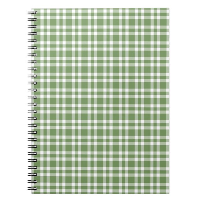 Green White Plaid Pattern Notebook (Front)