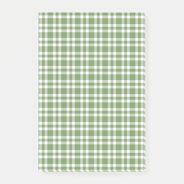 Green White Plaid Pattern Post-it Notes (Front)