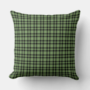 Green White Plaid Pattern Throw Pillow