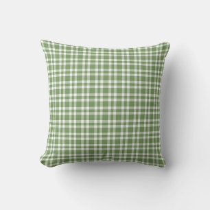 Green White Plaid Pattern Throw Pillow