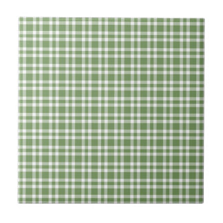 Green White Plaid Pattern Tile