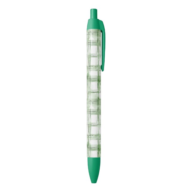 Green White Plaid Stripes Black Ink Pen (Bottom (Vertical))