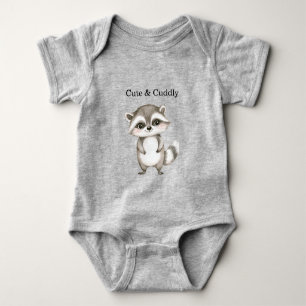 Green White Plaid Stripes Raccoon Baby Bodysuit