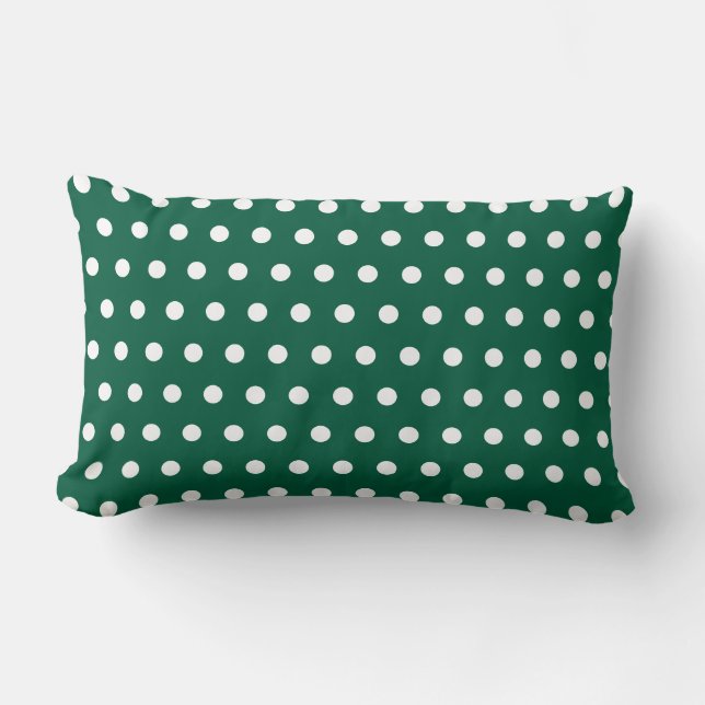 GREEN WHITE POLKA DOT CUSTOMIZED STYLISH SIMPLE LUMBAR PILLOW (Front)
