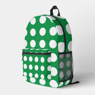 Green White Polka Dot Cute Girly Back To School Printed Backpack