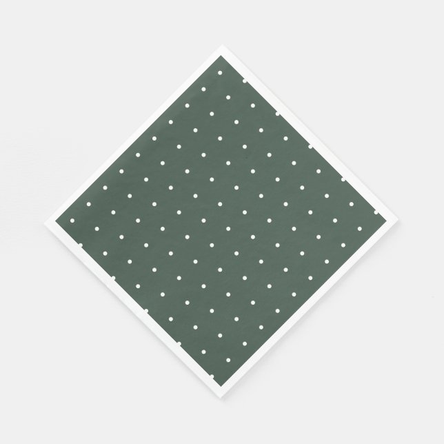Green & White Polka Dot Gender Neutral Baby Shower Napkin (Corner)