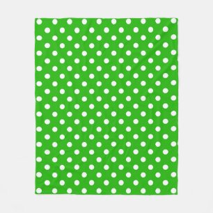 Green White Polka Dots Design Fleece Blanket
