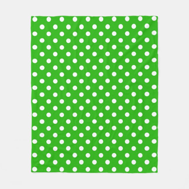 Green White Polka Dots Design Fleece Blanket (Front)