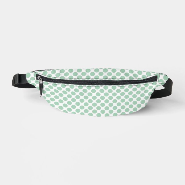 Green White Polka Dots Fanny Pack (Front)