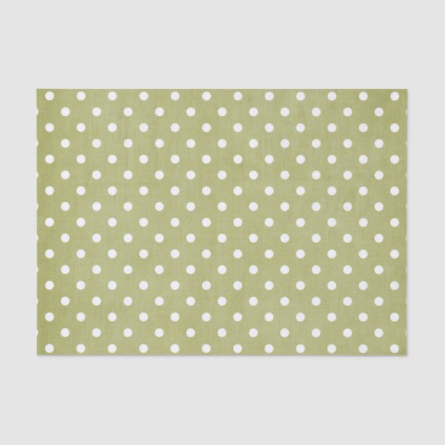 GREEN & WHITE POLKA DOTS  TISSUE PAPER (Front)