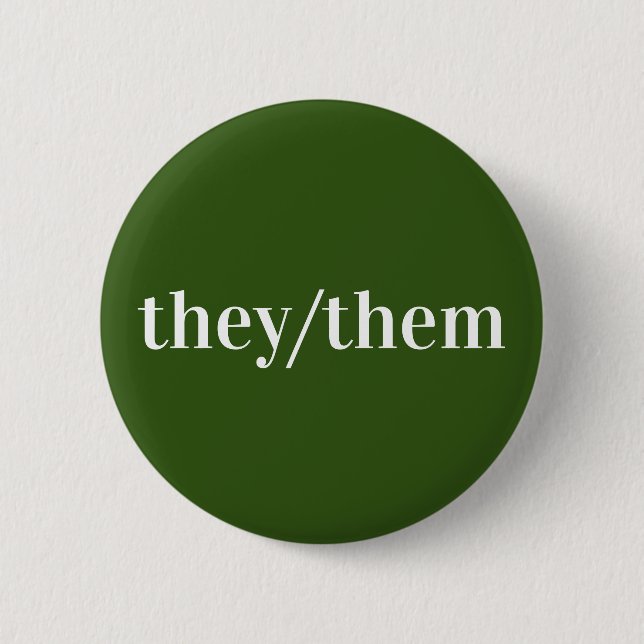 Green White Pronoun Button They/Them (Front)