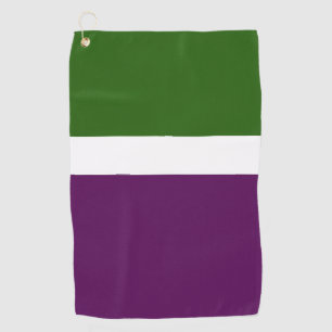 Green White Purple Plain Colour Block Design Golf Towel