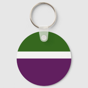 Green White Purple Plain Colour Block Design Keychain