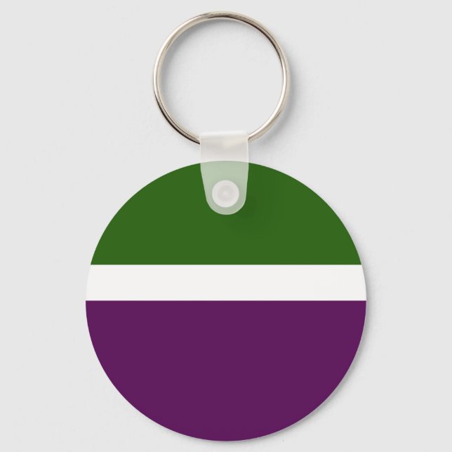 Green White Purple Plain Colour Block Design  Keychain (Front)
