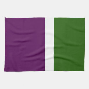 Green White Purple Plain Colour Block Design Kitchen Towel