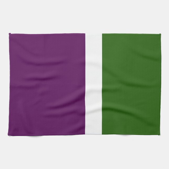 Green White Purple Plain Colour Block Design  Kitchen Towel (Horizontal)