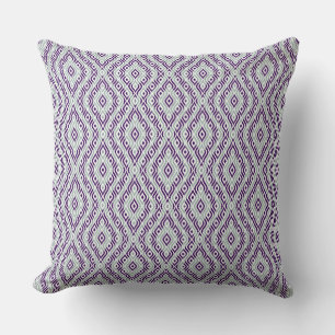 Green White & Purple Teardrop Geometric Pattern Throw Pillow