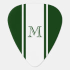Green & White Racer Stripe Monogram Guitar Pick