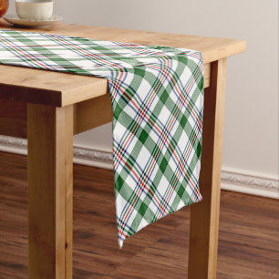 Green White Red Blue Cool Lumberjack Plaid Pattern Medium Table Runner