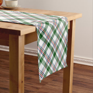 Green White Red Blue Cool Lumberjack Plaid Pattern Short Table Runner