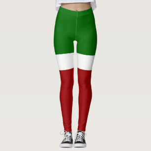 Green White Red Colour Block Style Design  Leggings