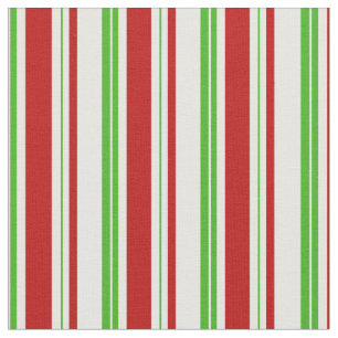 Green, White, Red Coloured Christmas Themed Lines Fabric