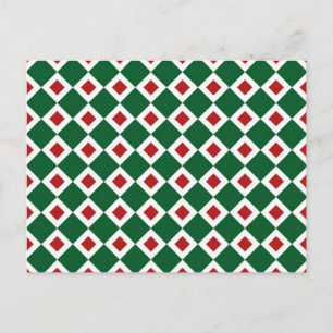 Green, White, Red Diamond Pattern Postcard