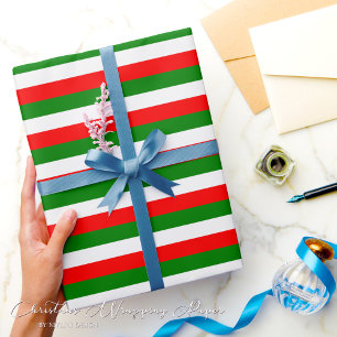 Green White Red Stripes Christmas Wrapping Paper