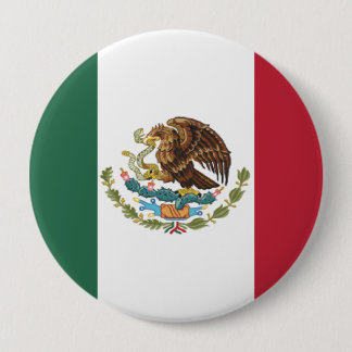 Green White Red Tricolor, Eagle Mexico Flag 4 Inch Round Button