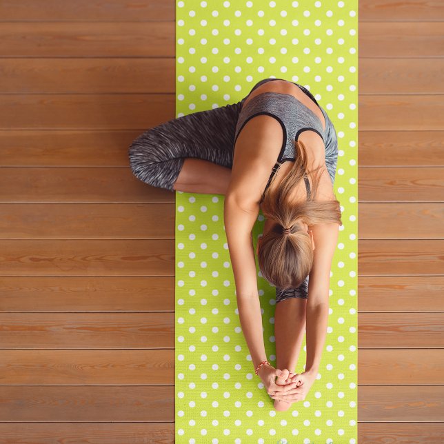 Green White Retro Polka Dots Monogram Exercise Yoga Mat (Green White Retro Polka Dots Monogram Exercise Yoga Mat)
