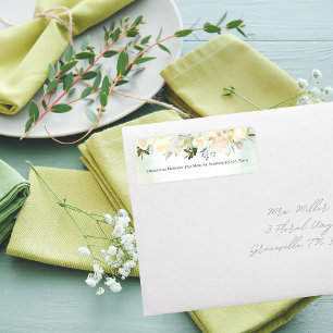 Green White Rose Baby Sprinkle Return Address