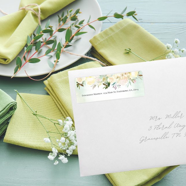 Green White Rose Baby Sprinkle Return Address (Creator Uploaded)