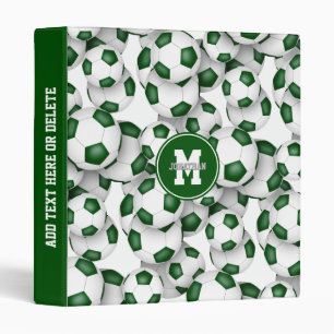 green white school colours soccer balls pattern binder