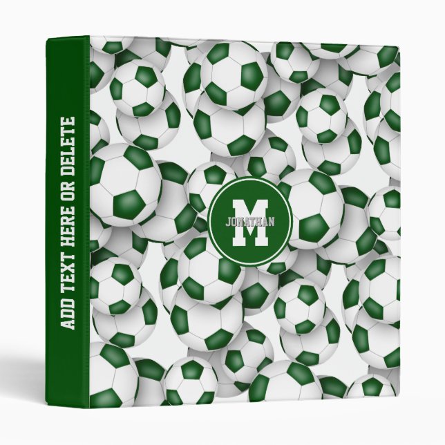 green white school colours soccer balls pattern  binder (Front/Spine)