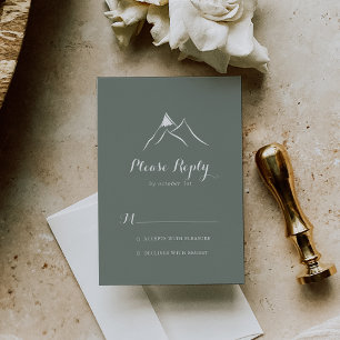Green White Silhouette Mountain RSVP Card